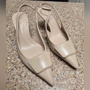 ZARA Beige Slingback Pointed Toe Women's Shoes SIZE 37 (6.5)